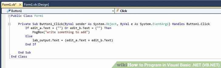 Image intitulé du Programme en Visual Basic .NET (vb.NET Étape 18